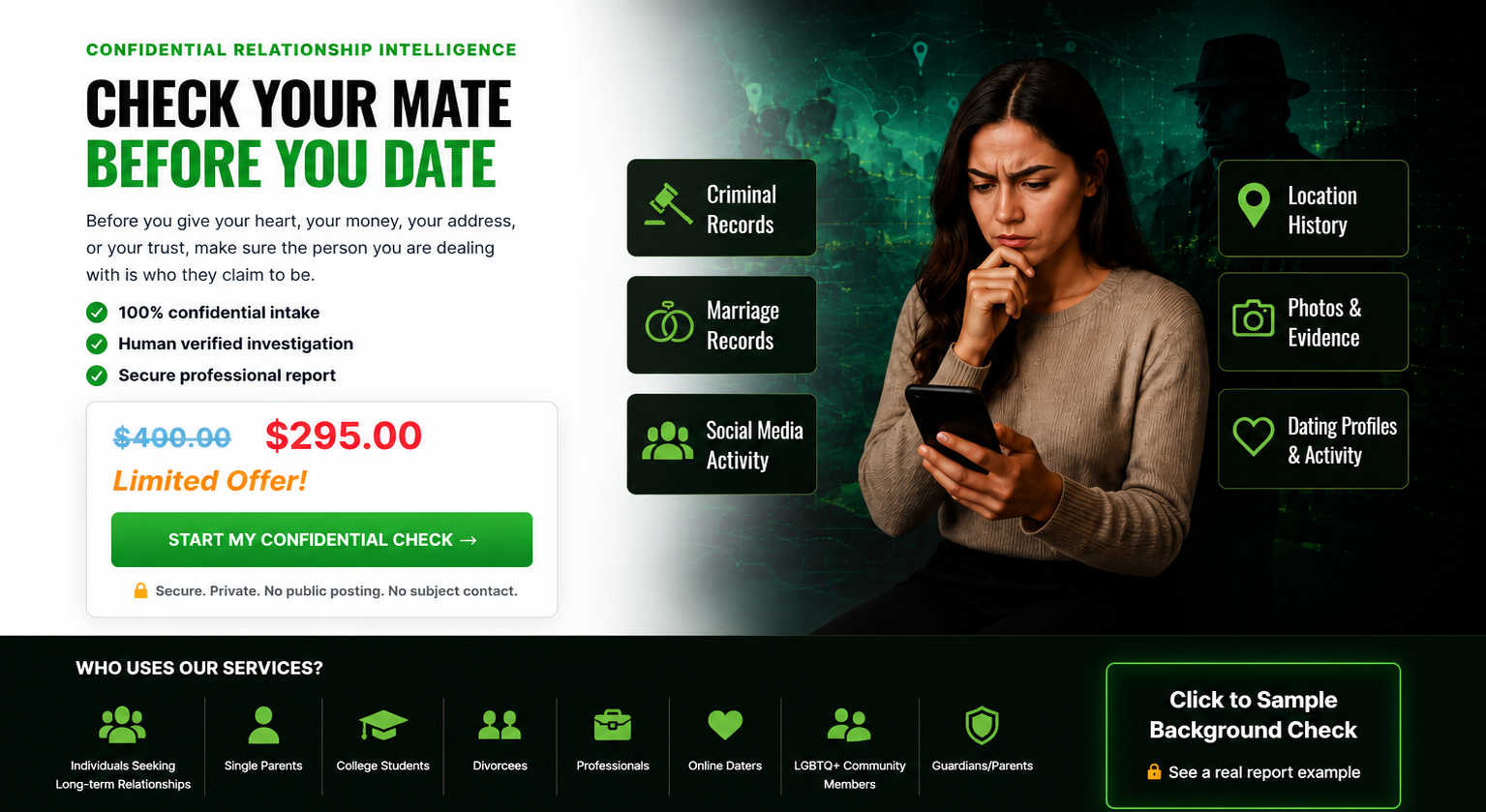 Check Your Mate Before You Date confidential relationship intelligence